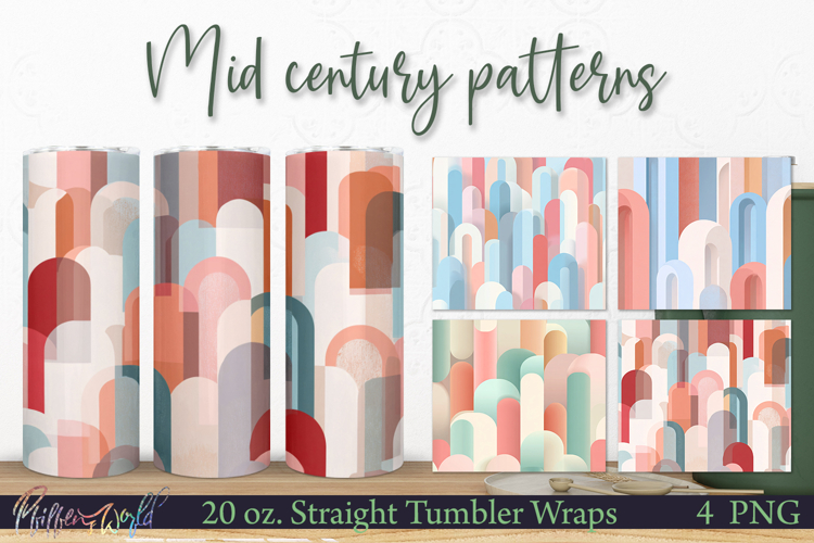Retro Tumbler Wraps | Mid Century | Colorful Designs