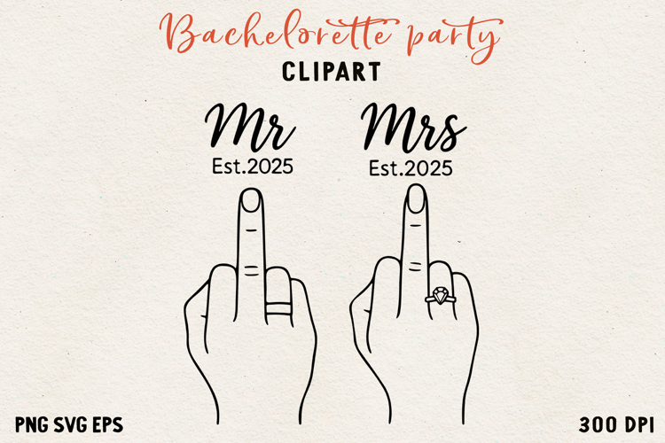 Bachelorette Party Line Art Clipart Bride SVG PNG EPS