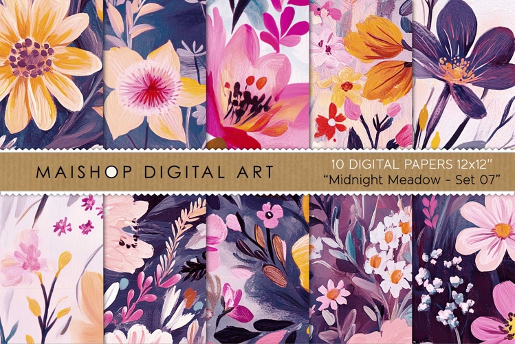 Wildflower Seamless Digital Papers Bold Floral Style