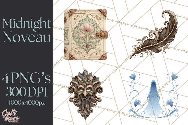 Art Nouveau Halloween Png, Spooky Halloween Clipart