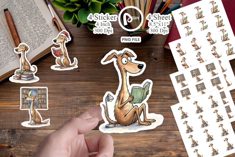 Midnight Reading Dog Sticker
