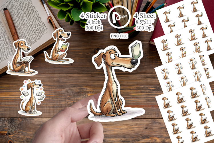 Midnight Reading Dog Sticker