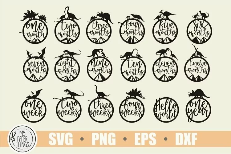Baby Milestones svg bundle, Dinosaur svg