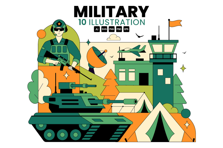 10 Military Army Forces Illustration