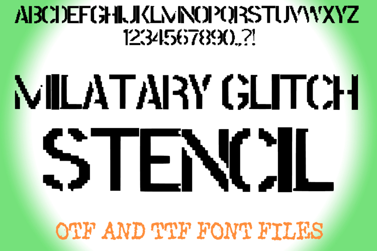 Military Glitch Stencil Lettering ABC Font Typography Text