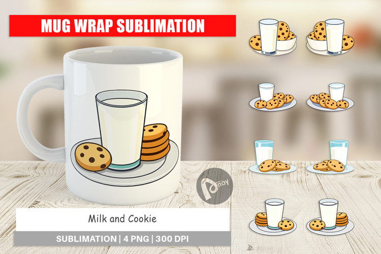 Mug Wrap Milk and Cookie