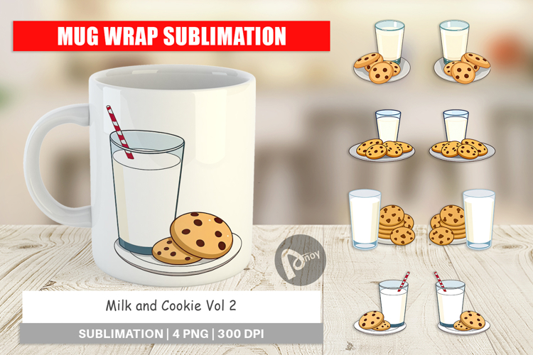 Mug Wrap Milk and Cookie