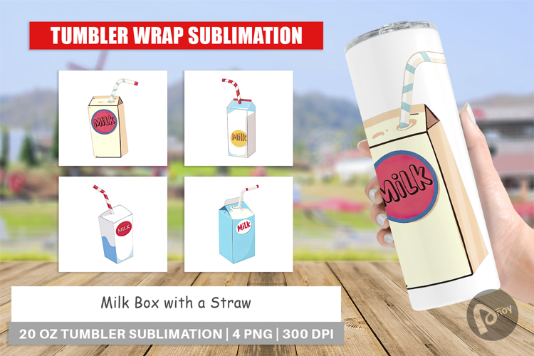 Tumbler Milk Box with Straw
