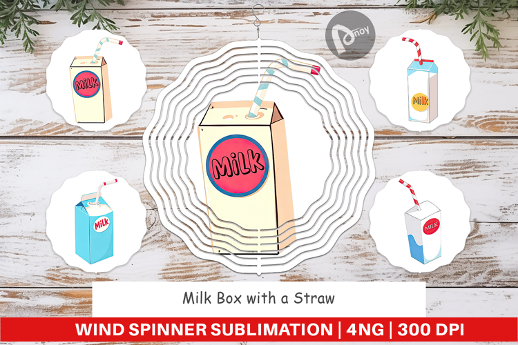 Wind Spinner Milk Box with Straw