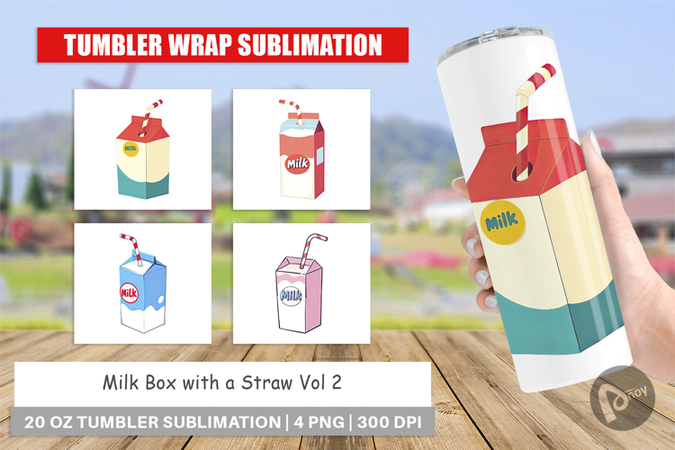 Tumbler Milk Box with Straw