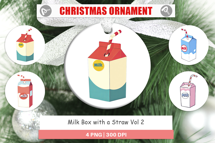 Ornament Milk Box with Straw