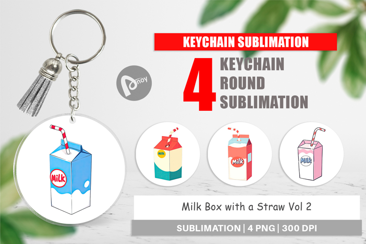 Keychain Milk Box with Straw