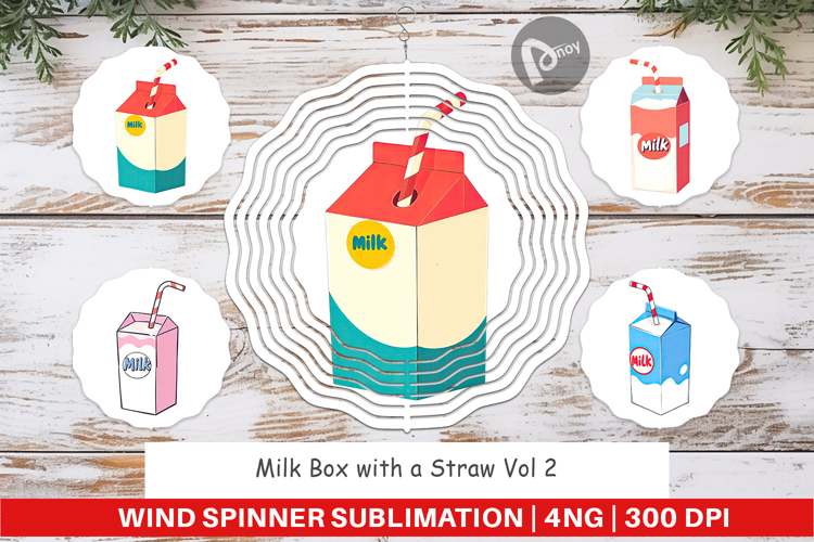 Wind Spinner Milk Box with Straw