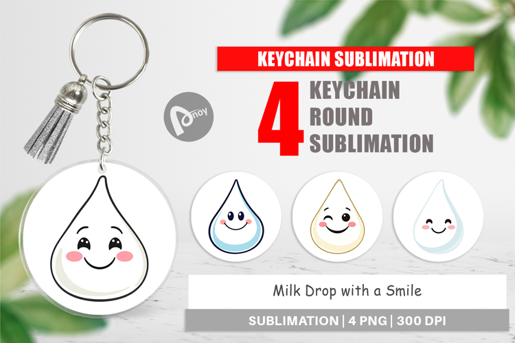 Keychain Smiling Milk Drop