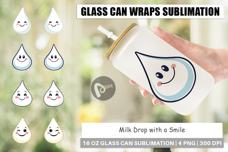 Glass Can Smiling Milk Drop