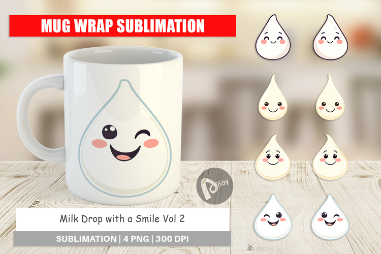 Mug Wrap Smiling Milk Drop