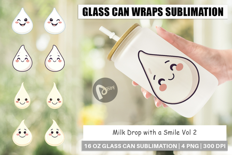 Glass Can Smiling Milk Drop example image 1