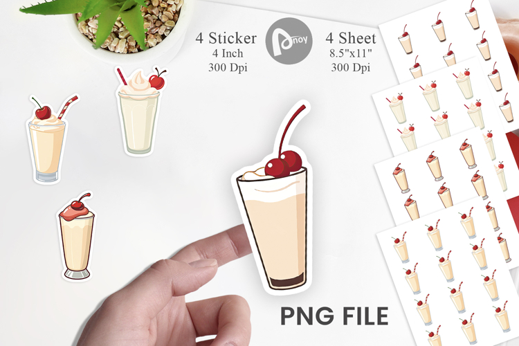 Milkshake with Cherry Sticker