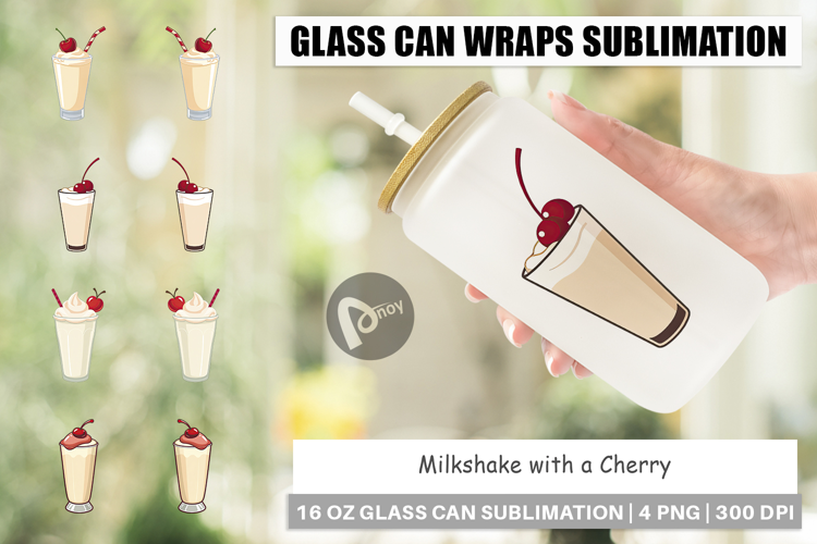 Glass Can Milkshake with Cherry