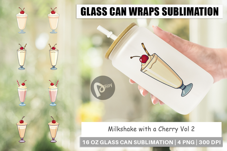 Glass Can Milkshake with Cherry