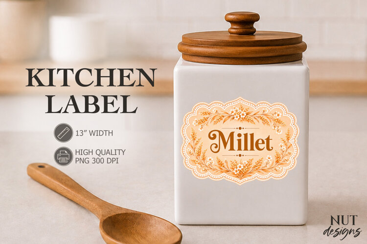 Vintage Millet Lace Kitchen Pantry label example image 1
