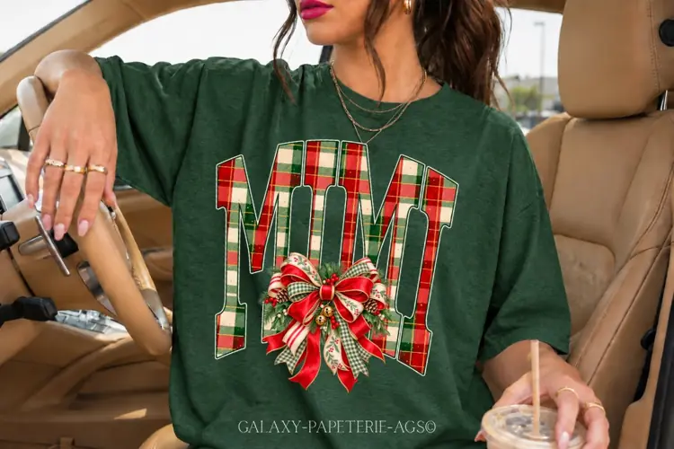 Mimi Christmas PNG | Plaid Holiday Bow Design