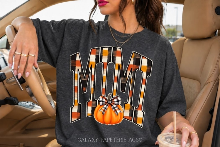 Mimi PNG | Fall Pumpkin Plaid Shirt Design