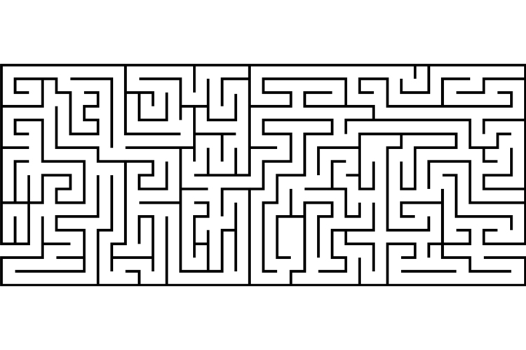 Labyrinth with entry and exit. Line maze game. Vector