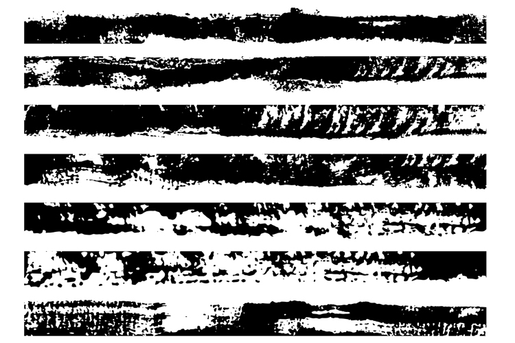 Set of grunge brush strokes. Paint edges borders. Vector
