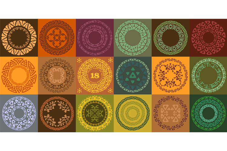 Ethnic circle frames. Round ornamental borders. Vector