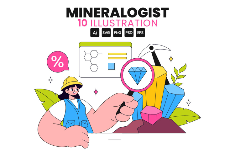 10 Mineralogist Vector Illustration