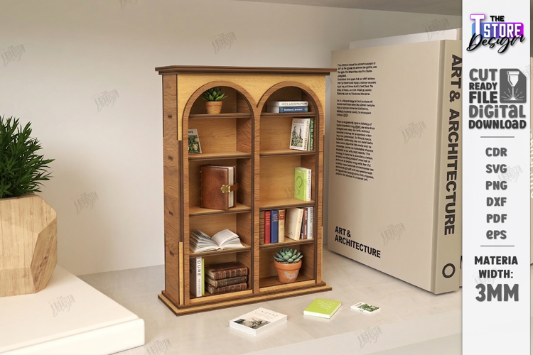 Miniature Bookshelves Laser Cut | Mini Bookcase SVG | CNC