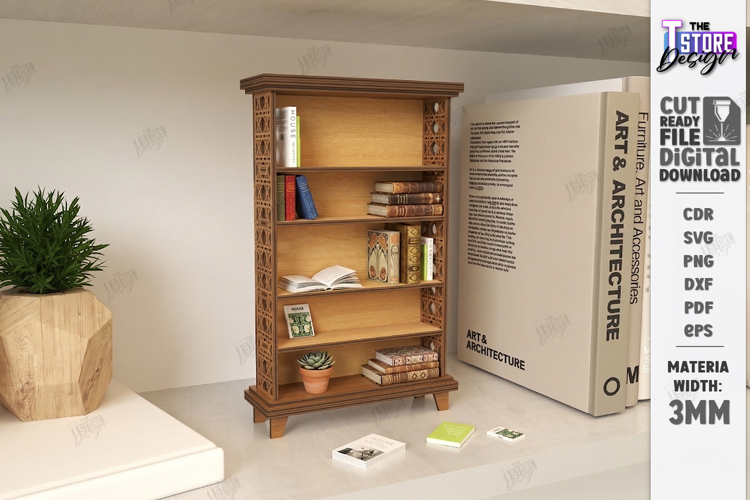 Miniature Bookshelves Laser Cut | Mini Bookcase SVG | CNC