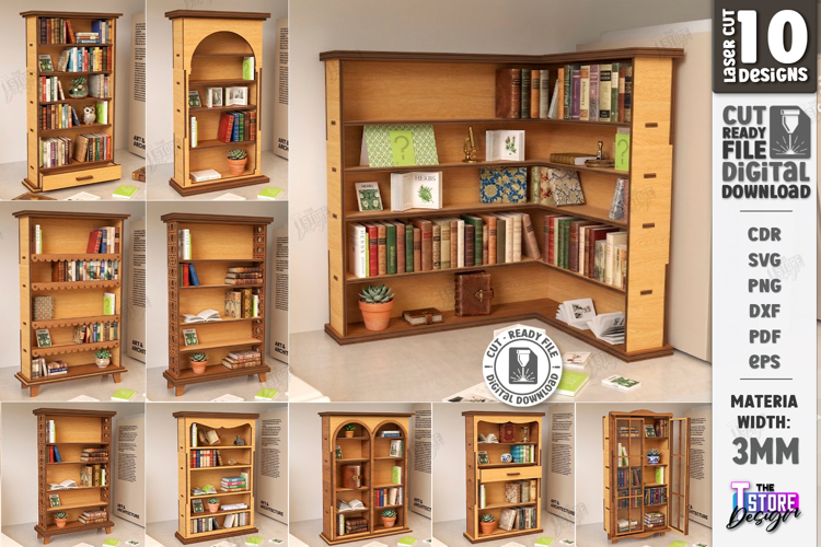 Miniature Bookshelves Laser Cut Bundle | Mini Bookcase | CNC