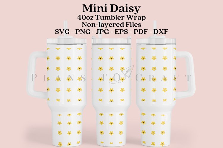 mini daisy 40oz quencher tumbler sublimation full wrap high resolution transparant background