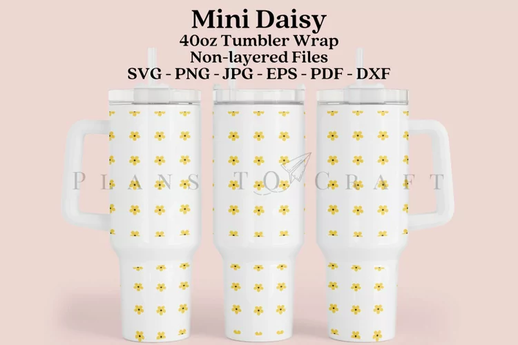 Mini Daisy 40oz Tumbler Sublimation Wrap SVG