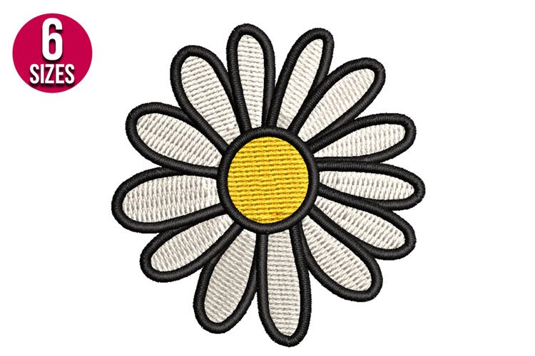 Mini Daisy Flower Machine Embroidery Design - 6 sizes example image 1