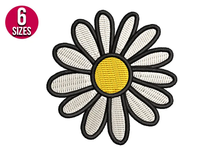 Mini Daisy Flower Machine Embroidery Design - 6 sizes