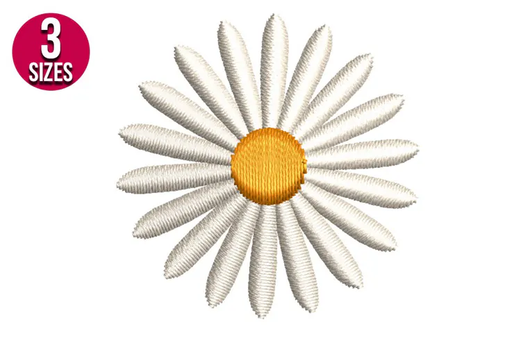 Mini Daisy Flower Machine Embroidery Design - 3 sizes