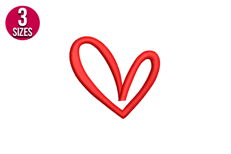 Heart shape, love machine embroidery design - 3 Sizes