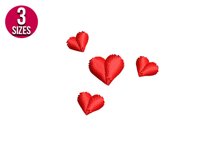 Mini Hearts Machine Embroidery Design - 3 Sizes example image 1