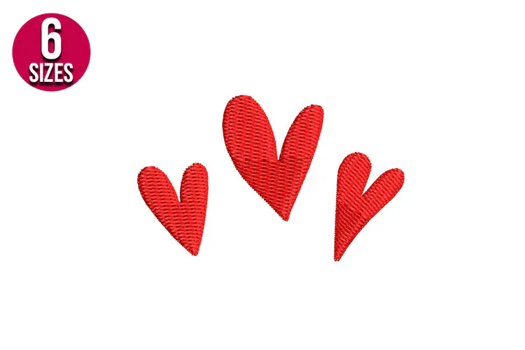 Mini Hearts Machine Embroidery Design - 6 Sizes