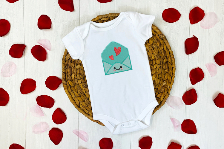 Kawaii Cartoon Valentines Day Envelope Mini Embroidery File