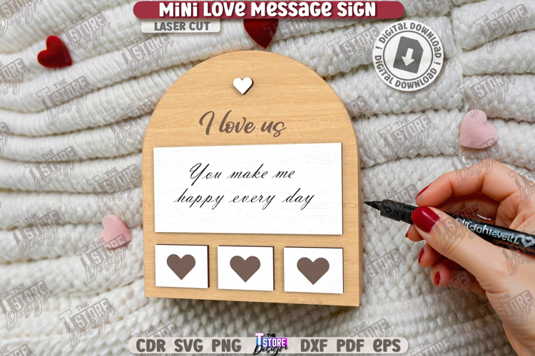 Mini Love Message Sign Laser Cut|Sticky Note Holder|3D Laser