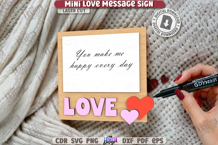 Mini Love Message Sign Laser Cut|Sticky Note Holder|3D Laser