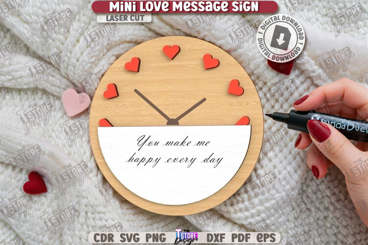 Mini Love Message Sign Laser Cut|Sticky Note Holder|3D Laser example image 1