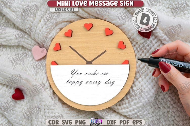 Mini Love Message Sign Laser Cut|Sticky Note Holder|3D Laser