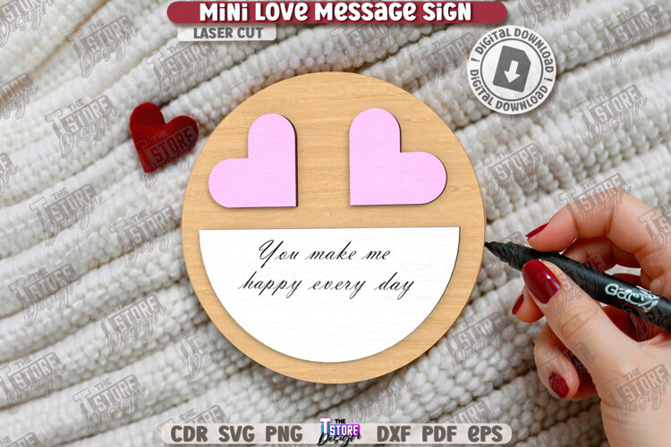 Mini Love Message Sign Laser Cut|Sticky Note Holder|3D Laser example image 1