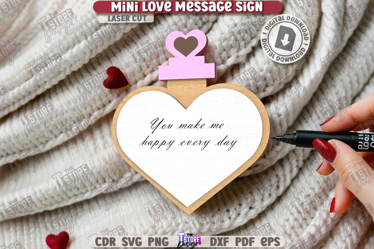 Mini Love Message Sign Laser Cut|Sticky Note Holder|3D Laser