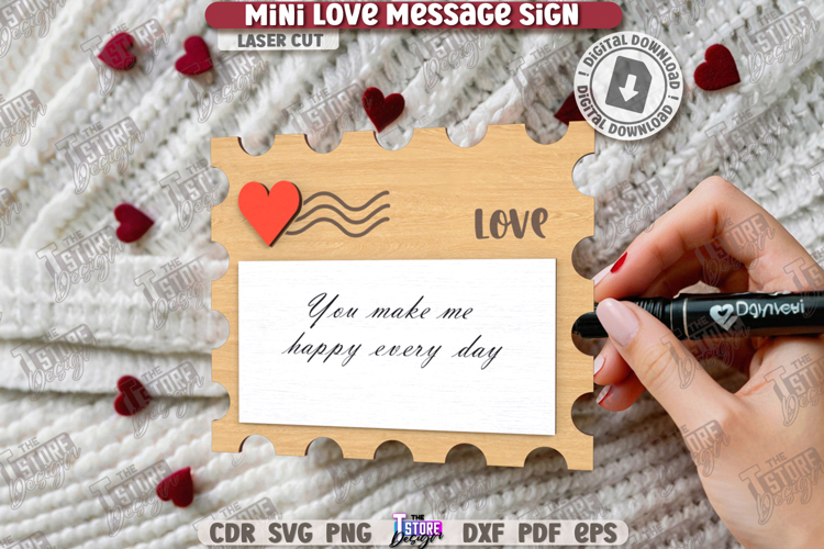 Mini Love Message Sign Laser Cut|Sticky Note Holder|3D Laser